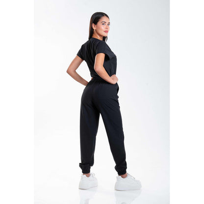 Uniforme Quirúrgico Negro Antifluidos Stretch Jogger Para Mujer