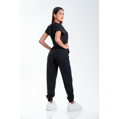Uniforme Quirúrgico Negro Antifluidos Stretch Jogger Para Mujer