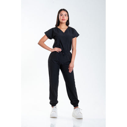 Uniforme Quirúrgico Negro Antifluidos Stretch Jogger Para Mujer