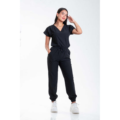 Uniforme Quirúrgico Negro Antifluidos Stretch Jogger Para Mujer