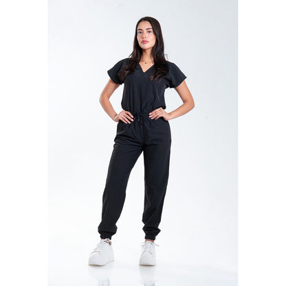 Uniforme Quirúrgico Negro Antifluidos Stretch Jogger Para Mujer