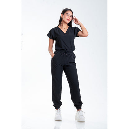Uniforme Quirúrgico Negro Antifluidos Stretch Jogger Para Mujer