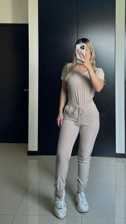 SKECHERS Vitality Khaki Conjunto Quirúrgico Jogger