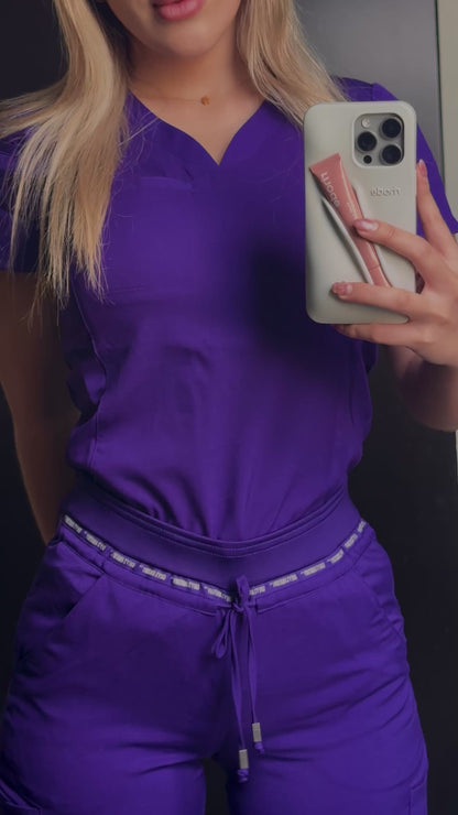 Grey’s Anatomy Spandex Stretch Conjunto Quirúrgico Deep Purple