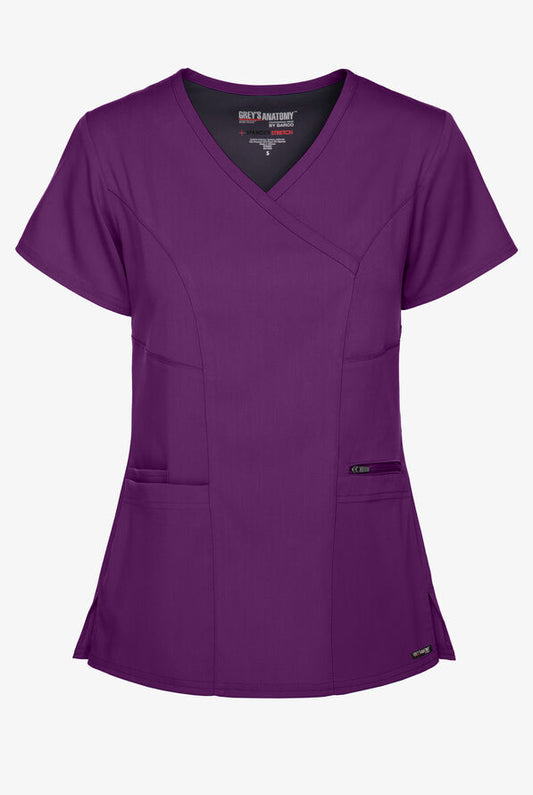 Grey's Anatomy™ Barco Spandex STRETCH Kim Women's 3-Pocket Mock Wrap Scrub Top